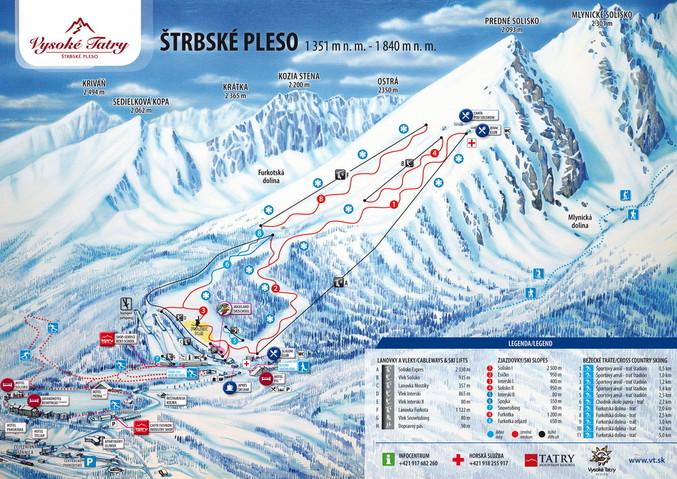 mapa lyziarske stredisko strbske pleso